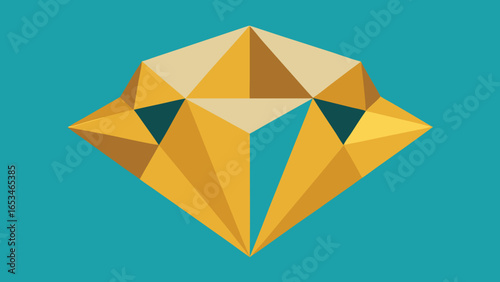 Geometric Golden Diamond Shape on Teal transparency background jewel crystal
