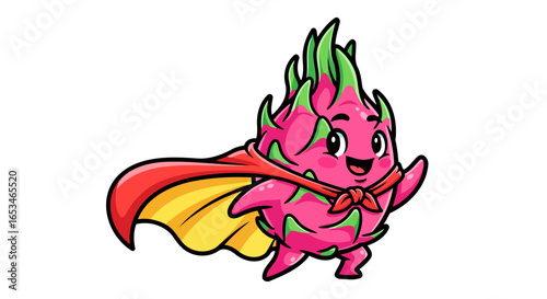 super dragon fruit cartoon transparent background ready for design