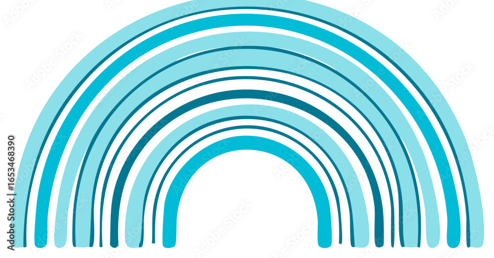 Obraz premium Abstract blue rainbow illustration with various shades of peaceful cyan arcs
