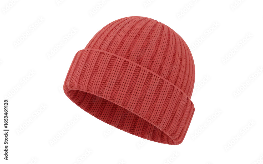 Cozy coral ribbed beanie adds warmth and style to any casual winter outfit Cozy coral ribbed beanie adds warmth and style to any casual winter outfit