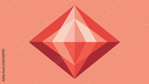 Red and Pink Geometric Diamond Gemstone Shape vector illustration transparency background