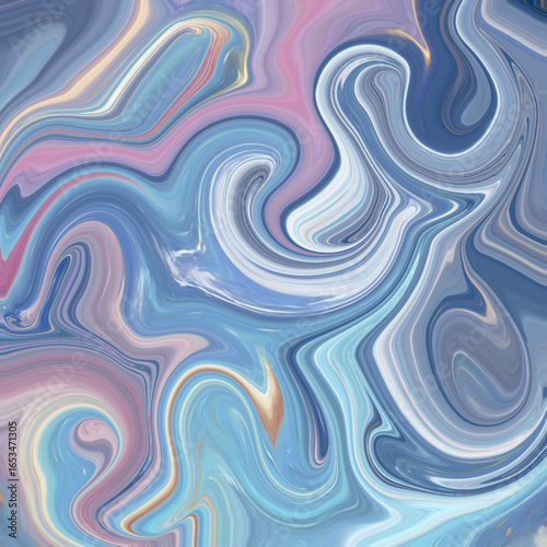 Colorful fluid marble swirl in pastel tones of blue, pink, and purple, creating a dreamy flowing abstract art design.