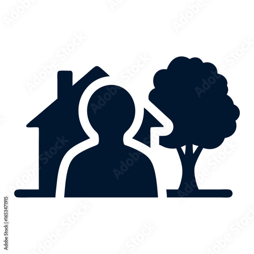 Silhouette of a person standing in front of a house and a tree, representing homeownership, lifestyle, and personal space.