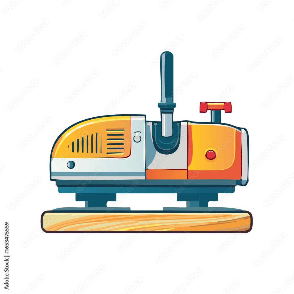 Fototapeta premium Colorful Cartoon Bumper Car Ride with Wooden Base and Tall Steering Column