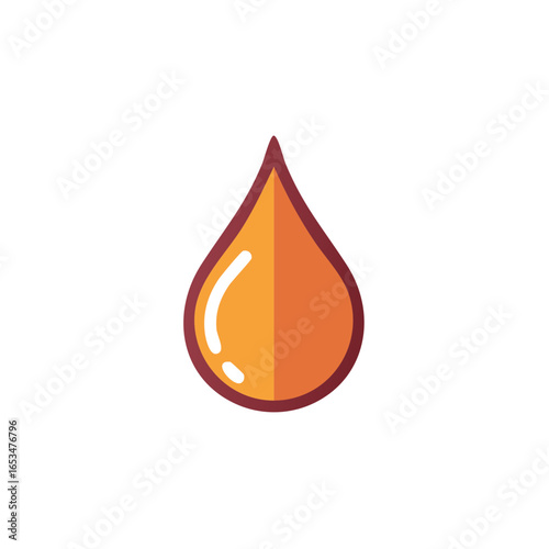 Stylized Orange Drop Graphic Icon Representing Oil Honey or Fluid in Vector Format