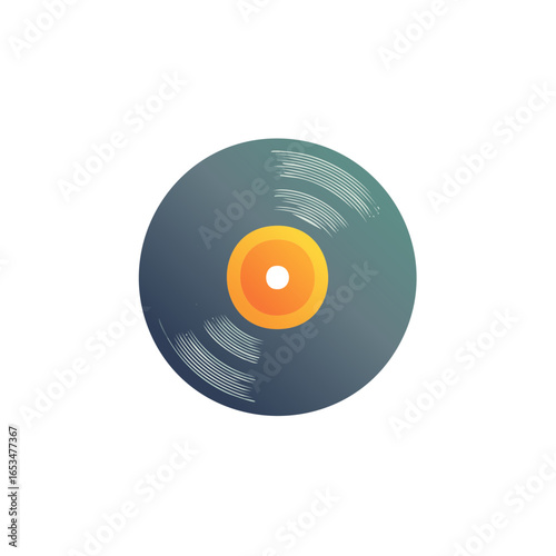 Abstract Vinyl Record with Grooves in a Flat Design for Music and Entertainment