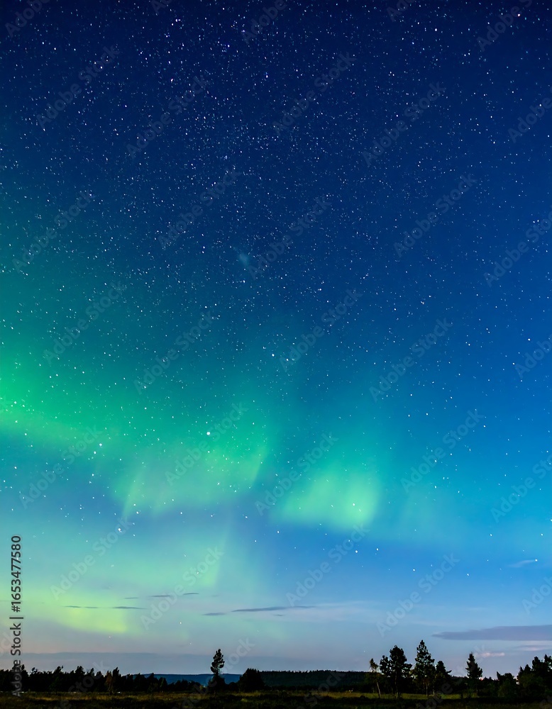 Fototapeta premium Aurora borealis over a field at night