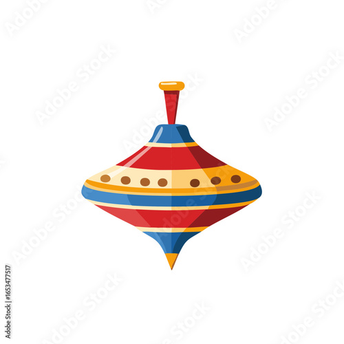 Colorful Spinning Top Toy with Stripes and Circles, Classic Kids Game