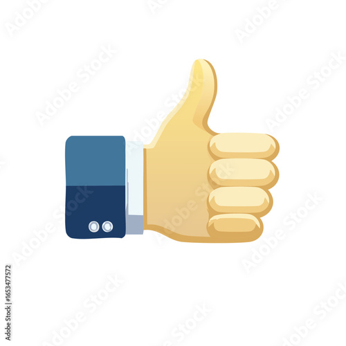 Cartoon Business Hand with Thumb Up Sign for Approval and Agreement Gesture