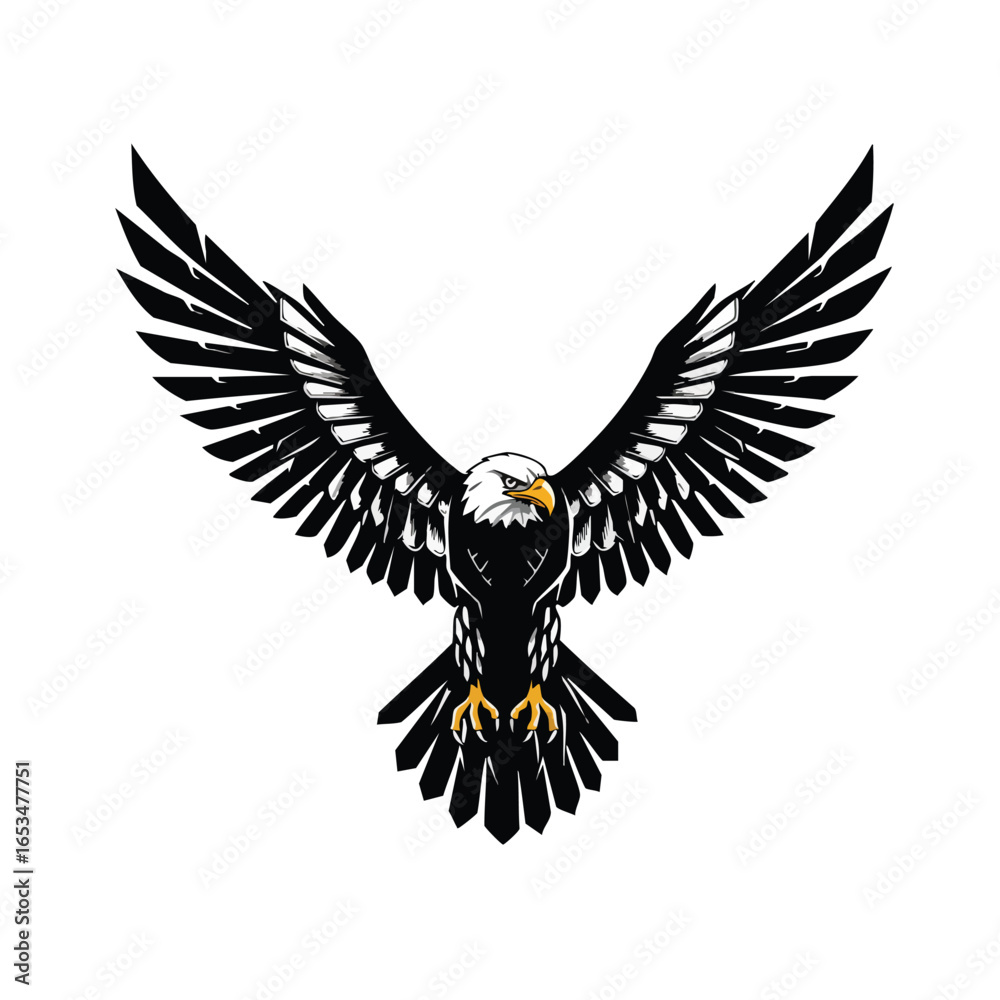 Obraz premium Eagle Soaring, Wildlife Display, Natural Habitat, Illustration, Aerial View, Freedom Concept