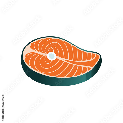 Vibrant graphic illustration of a fresh salmon steak perfect for healthy eating and cooking concepts