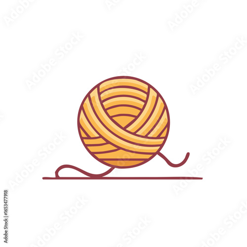 Yarn ball illustration with tangled thread, knitting supplies, craft hobby element icon