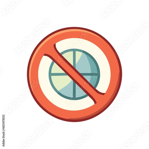 Prohibited access or no access symbol, a round window with red prohibition icon, flat design.
