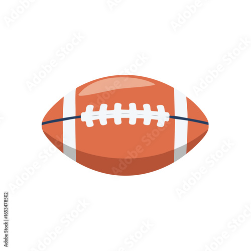 Detailed illustration of an American football with white laces and stripes, ready for play
