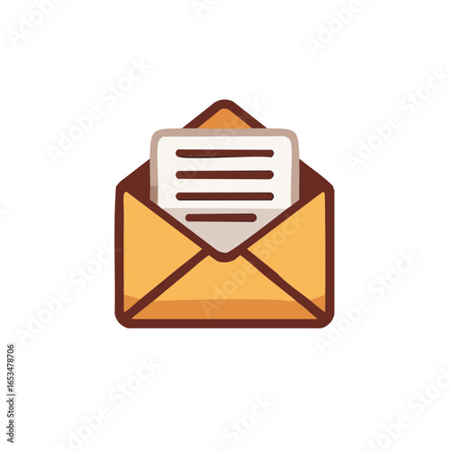 Open envelope with a letter inside symbolizing mail communication message delivery