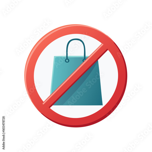 No shopping bag icon illustrating a ban on purchases or forbidden retail activity