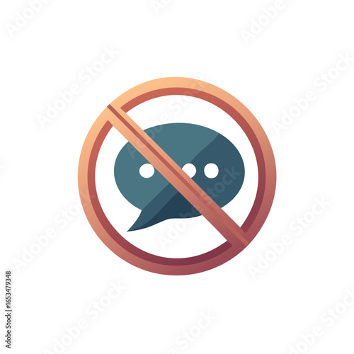 Prohibited Speech Concept with Crossed Out Speech Bubble Symbolizing Censorship or Lack of Communication