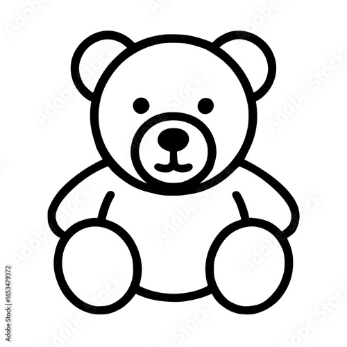 Cute Black Line Teddy Bear Isolated Icon
