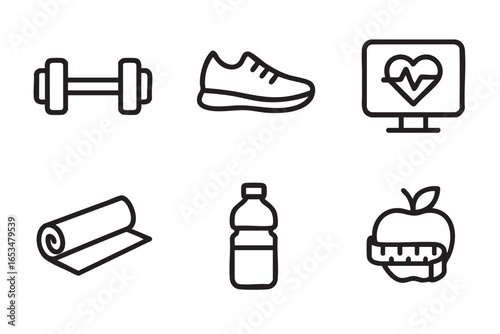 Weights, Shoes, Health Monitor, Water Bottle, and Fruit in a Lifestyle Setting