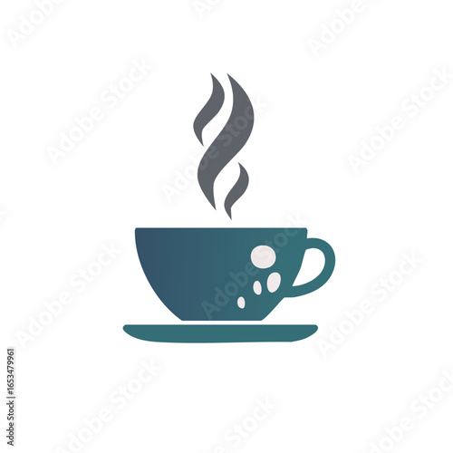 Stylish illustration of a coffee cup with steam, ideal for cafe and beverage concepts.