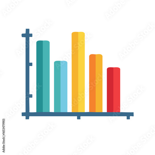 Flat design bar graph illustrating fluctuating financial data and market trends