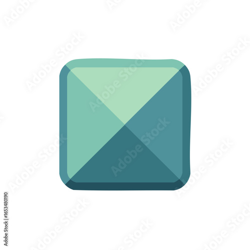 Free Download Abstract Squarish Isometric Pyramid Design, Teal and Green Geometric Shape, Contemporary Art - GFXLoad