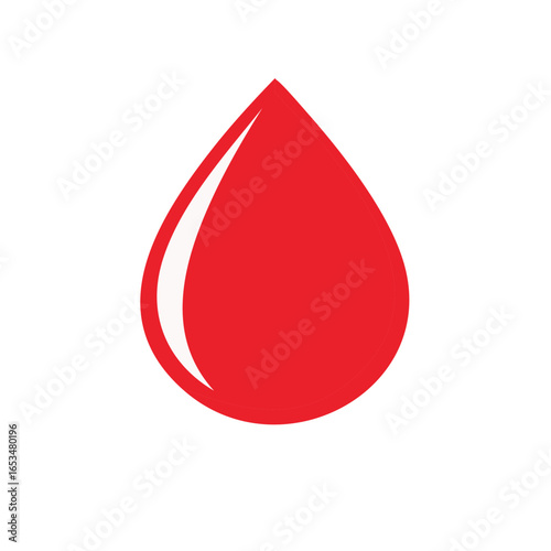 Red Blood Drop Icon Minimalist Graphic