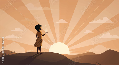 A Woman Embracing the Dawn's First Light A Symbol of Hope and New Beginnings