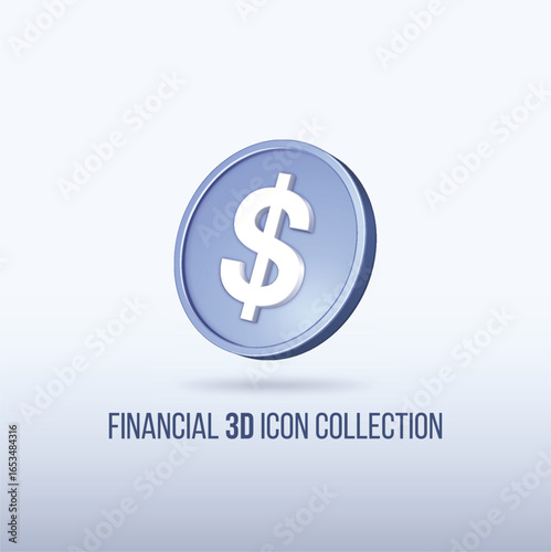 3d coin icon finance collection
