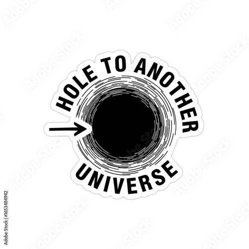A black hole leading to another universe, isolated on white background, is a conceptual illustration of spacetime travel, perfect for science fiction and abstract designs