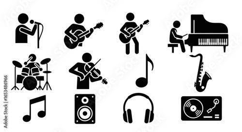 Black Silhouette of a Person Playing a Grand Piano