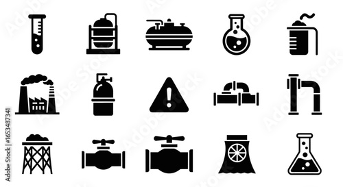 Collection of Black Industrial and Chemical Icons
