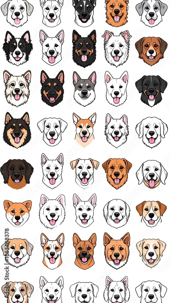 Obraz premium Dog faces, cartoon style