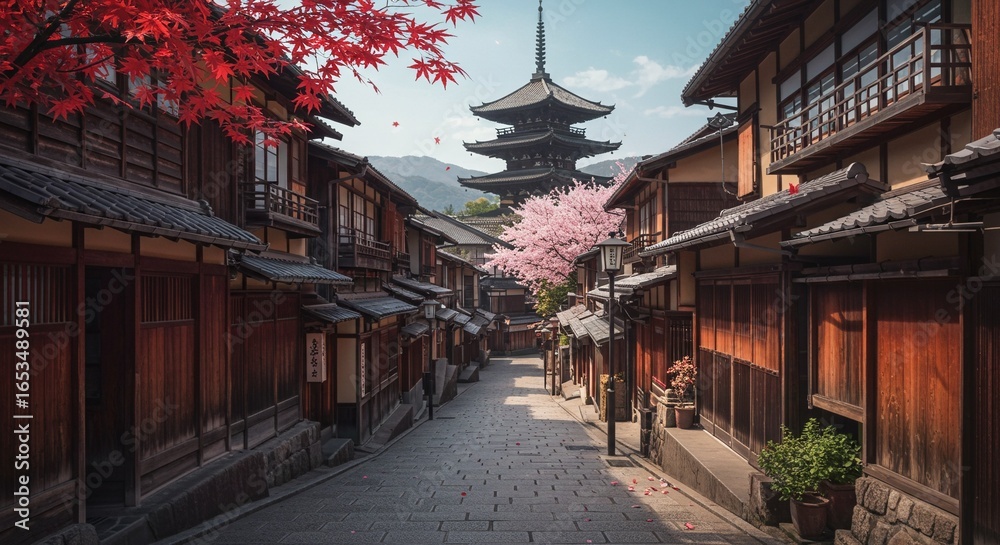 Obraz premium 日本(京都)の秋の街並み