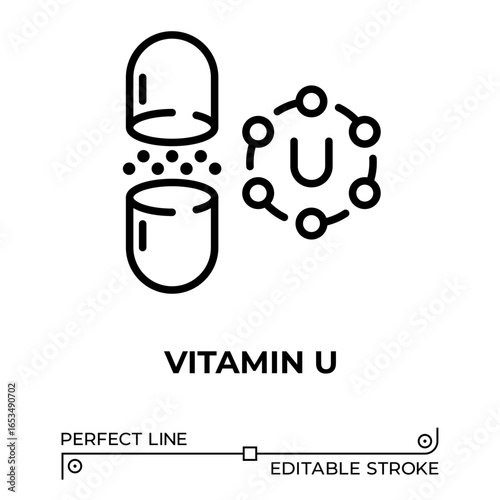 Vector line icon related to vitamin u. Perfect Line. Editable Stroke.