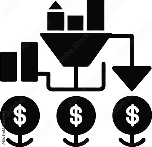 Financial funnel Analyzing data and converting leads into successful business income