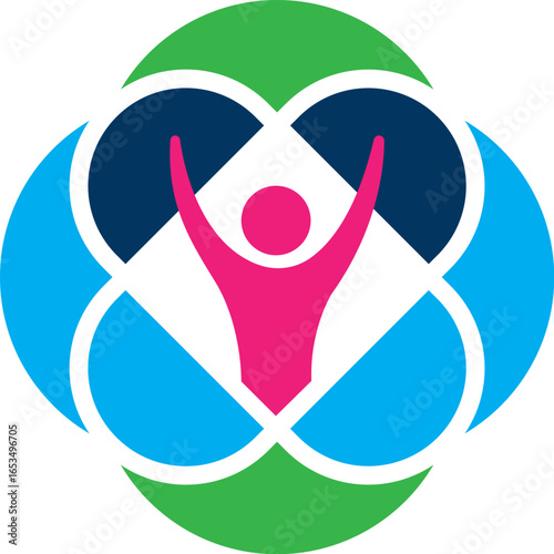 Human Circle Abstract Community Logo Design Template Vector Icon