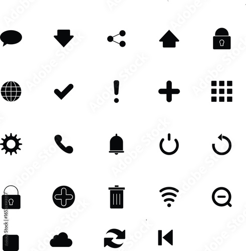 black and white icons set