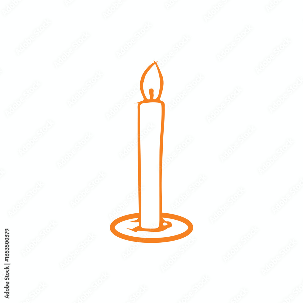 Fototapeta premium A Candle Icon on a white background, A hand drawn illustration of Candle icon on a white background