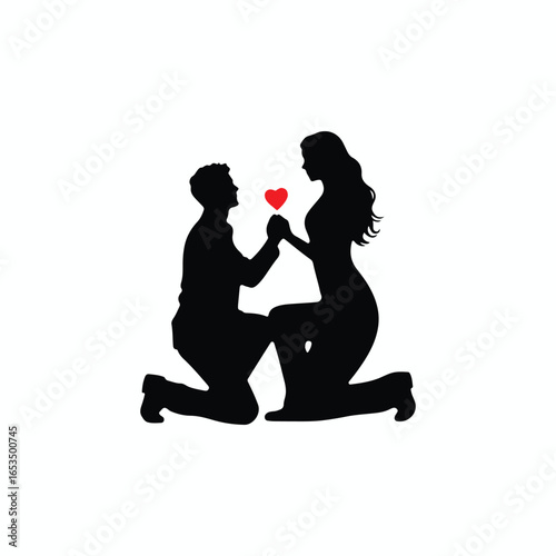 A Couple Silhouette Icon on a white background, A hand drawn illustration of couple icon on a white background