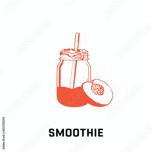 A hand drawn illustration of a smoothie on a white background, A beverage icon on a white background