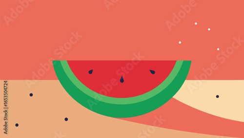 Slice of Watermelon on Abstract Background with Seeds fruit summer