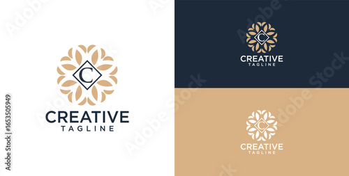 logo and icon of flower ornament with initial C