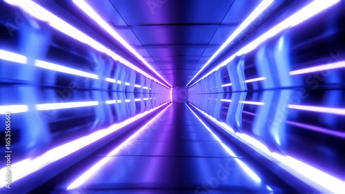 Wallpaper Mural Neon-lit tunnel with vibrant blue and purple hues Torontodigital.ca
