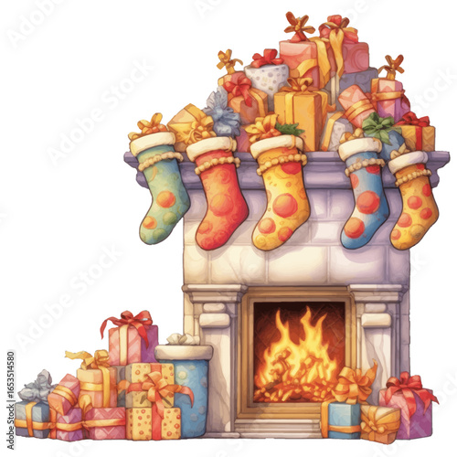 christmas fireplace with gifts