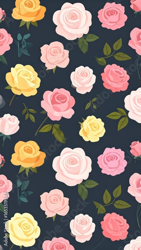 Floral rose pattern on dark background