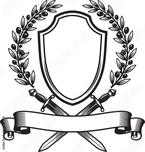 Classic Heraldic Oval Shield Vector Emblem