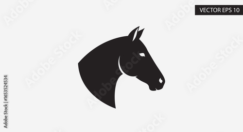 Elegant Silhouette of a Horse Head Vector Illustration, Suitable for Equestrian Branding, Logo Design, Educational Resources, and Animal-Themed Creative Projects