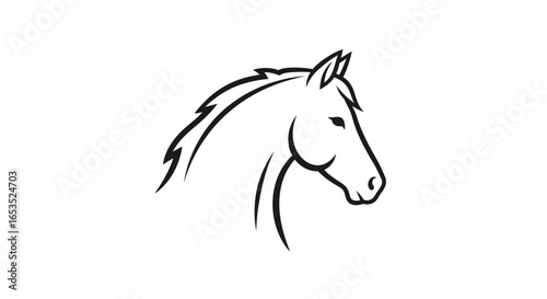 Elegant Horse Head Outline Logo Design, Ideal for Equestrian Brands, Veterinary Clinics, or Farm Animal Education Materials, Horse Products and Stable Branding