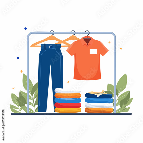 衣服等卸売業とアパレル流通を表す衣類ベクターアイコン